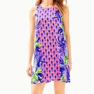 NWT Lilly Pulitzer Jackie Silk Shift Pecking Order Print Sleeveless Dress